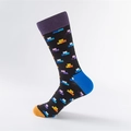 Chaussettes noires avec motifs pixels colorés et pointes talons contrastés vifs - Finition Main Violet Foncé Motif Briques