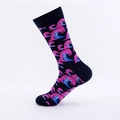 Calze blu scuro con motivi a onde di alghe rosa e blu in morbido cotone traspirante - Nero/Onda