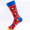 Herren-Modesocken mit geometrischem Sonnenblumenmuster in Rot Blau und Gelb - Rot mit Sonnenblumenmuster