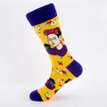 Calzino giallo con ritratto di Frida Kahlo e tallone e punta viola a contrasto - Giallo/Viola Ritratto
