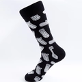 Herren Baumwollsocken in Schwarz mit grauen Holzklotz-Mustern im modischen Stil - Schwarz mit Baumstumpfmuster