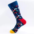 Herrensocken in Dunkelblau mit Axt-Print und farblich abgesetzter Ferse und Spitze - Navy mit Axtmuster