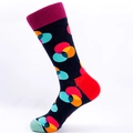Calze alla moda in cotone blu scuro con motivi geometrici a cerchi colorati vivaci - EU 41-46 / Tallone Rosso Cerchi Sovrapposti