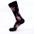 Calze da donna in cotone nero con fantasia a polipo rosa e tema marino - Polpo