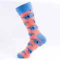 Calzini rosa corallo con motivi di dita blu e tallone e punta blu a contrasto - EU 40-46 / Fondo Rosa Dito Indice