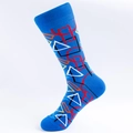 Calze da uomo blu reale con vivaci motivi geometrici colorati in stile casual - UE 41-46 / Fantasia Geometrica Blu
