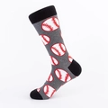 Mittellange Baumwollsocken in Grau mit realistischem Baseball-Jacquard-Muster für Herren - Dunkelgrau Baseball