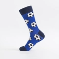 Calze a metà polpaccio blu reale in cotone con stampe calcio e tallone a contrasto - Taglia Unica (EU 39-46) / Motivo Calcio (Blu)