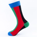 Calze in cotone con motivo a blocchi di colore verticali rosso, verde, nero e blu in stile casual - EU 40-46 / Strisce Patchwork Giallo Verde Rosso Nero