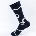 Calze a metà polpaccio blu navy in cotone con motivi a corda bianchi per unisex - EU 40-46 / Corda Bianca Fondo Nero
