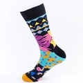 Calze di cotone colorate stile pop art con motivi geometrici in nero e arancione - EU 40-46 / Geometrico Pop Giallo Viola