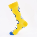 Fashionable bright yellow socks featuring blue circle portrait patterns and toe contrast - EU Size 40-46 / Blue Heel Portrait