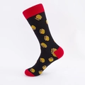 Calzini da uomo in cotone con motivi di hamburger e design color block nero e rosso - EU 40-46 / Motivo Hamburger Nero e Rosso