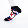 Lage katoenen herensokken met moderne geometrische patronen en kleurrijke kleurblokken - EU 39-46 / Zwart Color Block