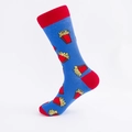 Calze blu con motivo cartone patatine fritte rosse e tallone e punta a contrasto - EU 40-46 / Motivo Patatine Fritte Blu e Rosso