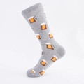 Calze da uomo in misto cotone grigio chiaro con motivi di boccali di birra arancioni - EU 40-46 / Motivo Boccale di Birra Grigio Chiaro
