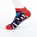Heren katoenen sneakersokken met geometrische kleurblokpatronen in marineblauw en rood - EU 39-46 / Rood Patchwork