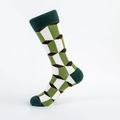 Chaussettes style britannique avec motifs cubes 3D géométriques en vert et marron - EU 40-46 / Cube Géométrique 3D Vert