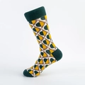 Chaussettes homme style britannique aux motifs géométriques vert et jaune - EU 40-46 / Bloc de Couleur Demi-cercle Jaune