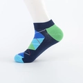 Calcetines bajos de hombre en algodón con patrón de rombos azul, verde y celeste - Argyle Verde