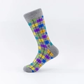 Calze da uomo con motivo argyle grigio e colorato in morbido misto cotone di qualità - EU 39-46 / Quadri Grigi