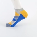 Low cut argyle socks for men in grey, blue, and yellow patterns with cotton blend texture - Light Grey Argyle