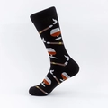 Calcetines artísticos de algodón negro con estampados de puros encendidos y whisky - EU 40-46 / Patrón de Vino y Cigarros
