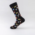 Schwarze Baumwollsocken mit bunten Eiscreme-Motiven und geripptem Abschlussbündchen - Schwarz Eiscreme Stil (01 Handverkettet Schwarz Eiscreme)