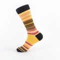 Calze uomo in misto cotone con righe orizzontali multicolore e rinforzo nero su tallone e punta - EU 40-46 / Bordo Nero con Righe Giallo Brillante