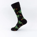 Calze nere in cotone con stampe di dinosauri verdi e fiamme arancioni - EU 41-46 / Drago Nero