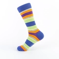 Calze da uomo a righe colorate in cotone con vivaci motivi blu navy, arancione e viola - EU 40-46 / Patchwork Multicolore Punta Tallone Blu