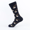 Mid-calf black cotton socks featuring a fun ramen bowl and chopsticks pattern - EU 39-46 / Black Background Ramen Bowl