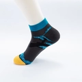 Japanese style low-cut boat sock in dark gray with blue ribbing and yellow toe detail - One Size (36-43) / 08 Pine and Crane