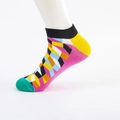 Chaussettes courtes pour hommes aux motifs géométriques colorés rose, jaune et bleu - EU 39-46 / Bloc de Couleur (Orteil Vert Talon Jaune)