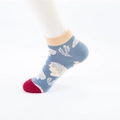 Casual cotton blend ankle socks in grey-blue with classical portrait jacquard pattern - One Size (36-43) / 14 David