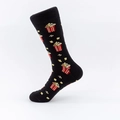 Chaussettes noires amusantes avec motif pop-corn et bords côtelés style urbain - Taille Euro : 39-46 / Style Popcorn (04)
