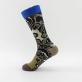 Calze in cotone blu con motivi di nuvole orientali e punte in colore a contrasto - Taglia Unica: 36-43 / 02 Nuvole Auspiciose