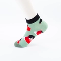Unisex cotton boat socks in pale green featuring cute cartoon character patterns - One Size (36-43) / 12 Doll
