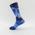 Mittelhohe Baumwollsocke mit Blitz- und Wolkenmustern im blauen Colorblock-Design - Wolkenblitz (02 Blitz)