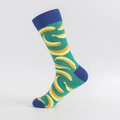 Calze di cotone verde con motivi a banana gialla e contrasti blu su tallone e punta - Taglia Unica (EU 39-46) / Motivo Banana (Verde)