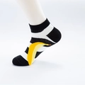 Short ankle socks with black and white horizontal stripes and a yellow banana pattern - One Size (36-43) / 03 Banana