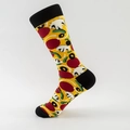 Calze gialle vivaci con motivi creativi a forma di pizza e dettagli neri sui bordi - EU 39-46 / Stile Pizza ai Funghi (03)