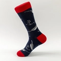 Calze blu navy a metà polpaccio con accenti rossi e motivo nautico ancora narvalo - EU 40-46 / Narvalo Blu Scuro Ancora (Tallone/Punta Rossi)