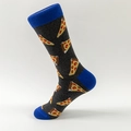 Calze grigio antracite con motivi pizza e tallone e punta blu reale a contrasto - EU 40-46 / Fetta di Pizza Grigia (Tallone/Punta Blu Reale)