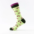 Light green cotton mid-calf socks with pink scooter patterns and purple trim - One Size(39-46) / Green Scooter
