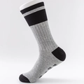 Calze sportive in cotone grigio e nero a metà polpaccio con strisce bianche vivaci - EU 41-46 / Patchwork Grigio-Nero (Rigato)