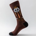 Calze marroni con motivo panda creativo con cappello e cravatta, punta e tallone neri a contrasto - UE 41-46 / Signor Panda