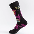 Space themed black cotton crew socks featuring purple nebula and planet patterns - One Size(39-46) / Black Nebula
