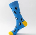 Calze azzurre con motivo a pinguino e tallone e punta gialli a contrasto - UE 41-46 / Stile Pinguino