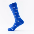 Royal blue men's crew sock featuring white helicopter prints and ribbed cuffs - Royal Blue White Helicopter Style (20006 Helicopter)